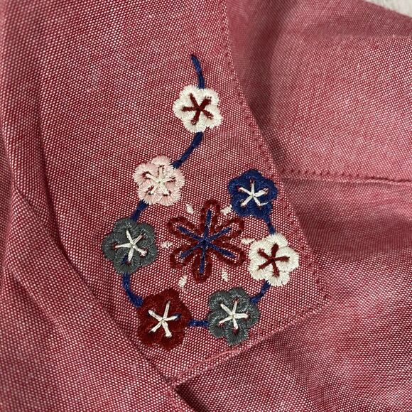 Bobbie Brooks Shirt Womens Size 20W Red 2X Embroidered Floral Work Office Casual - Picture 9 of 16